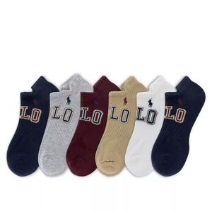 Polo Ralph Lauren Mens 6-Pack Low Cut Ankle Socks Multicolor  Logo Pony